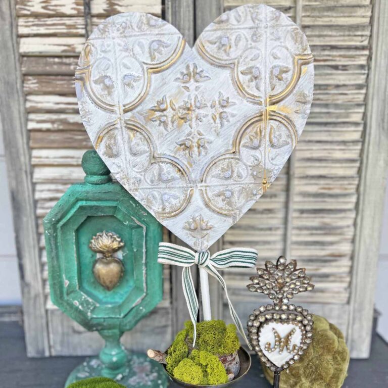 Faux Tin Tile Heart DIY Valentine’s Day Decor
