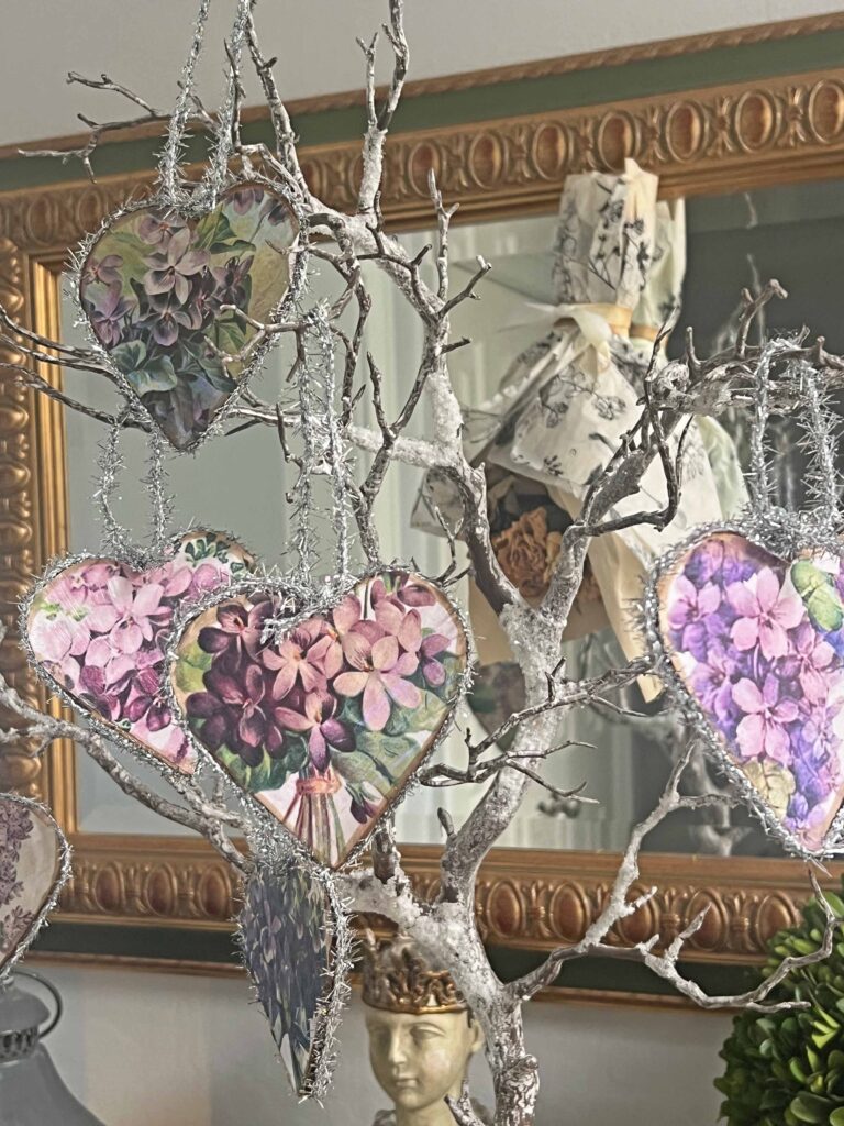 Purple Heart flower ornaments DIY