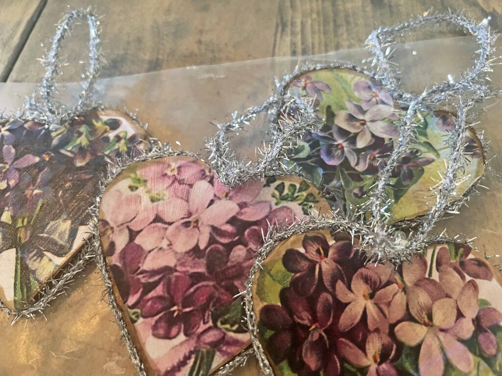 Purple Heart flower ornaments DIY