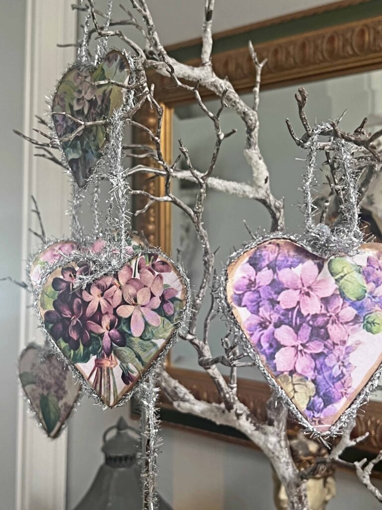 Purple Heart flower ornaments DIY