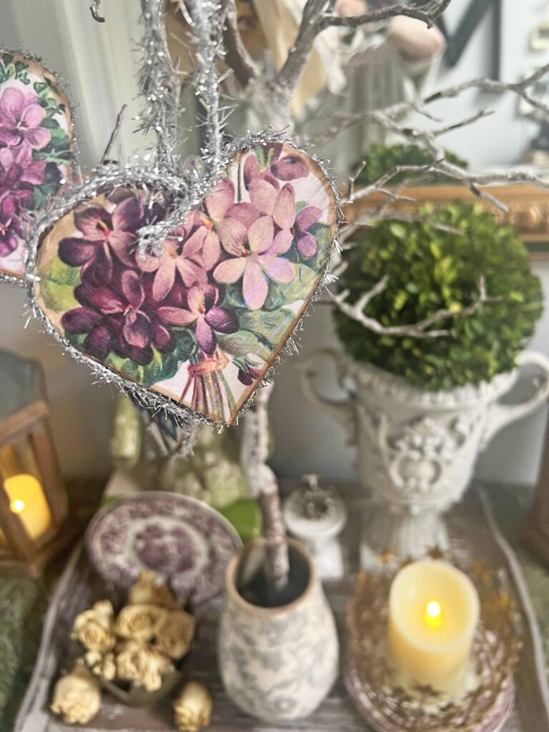 Purple Heart flower ornaments DIY