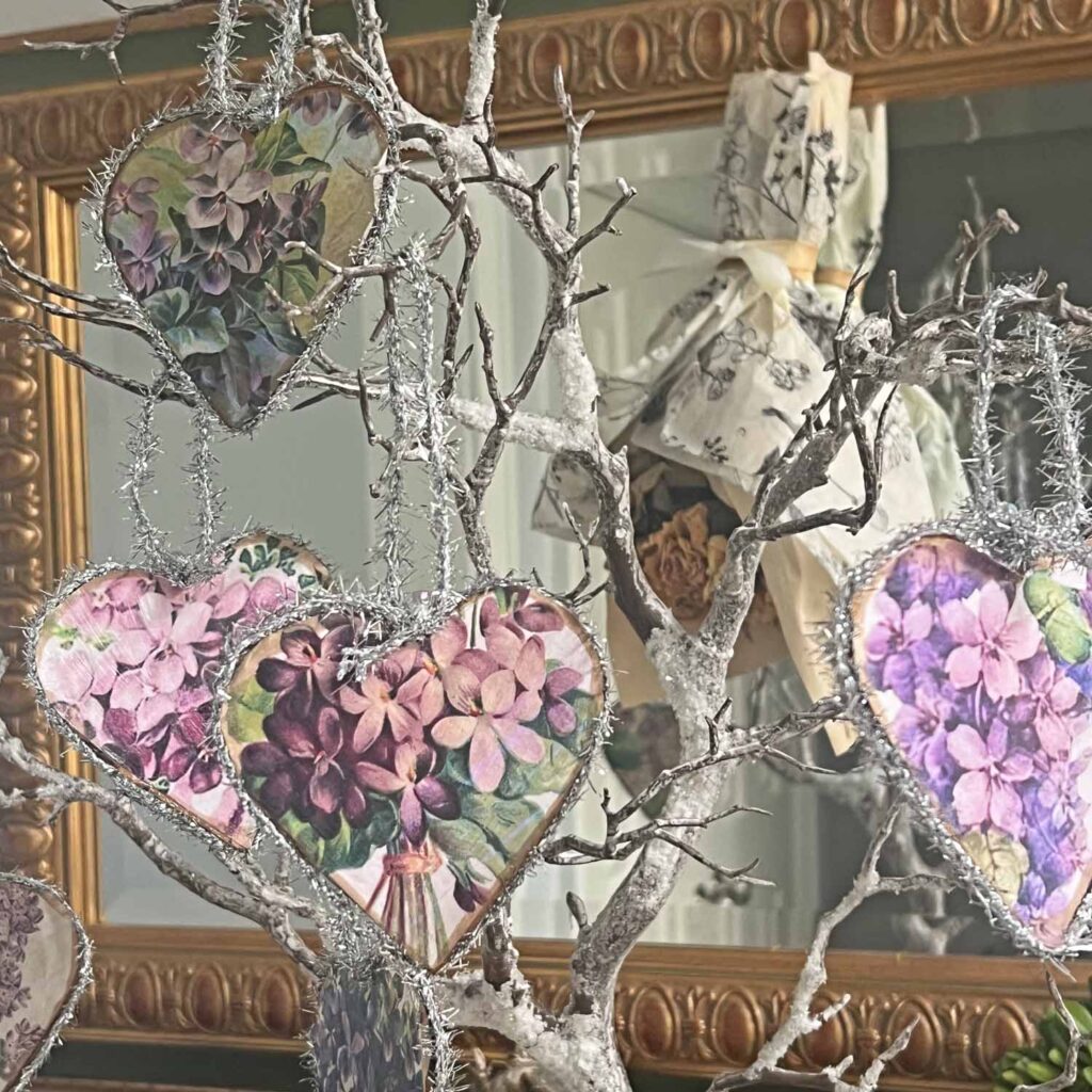 Purple Heart flower ornaments DIY