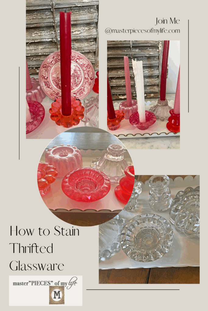 how to stain thrifted glassware valentines