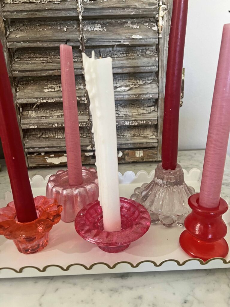 how to stain thrifted glassware valentines