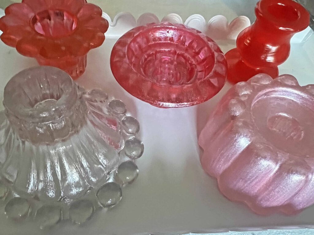 how to stain thrifted glassware valentines