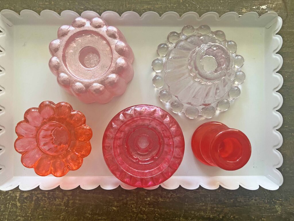 how to stain thrifted glassware valentines