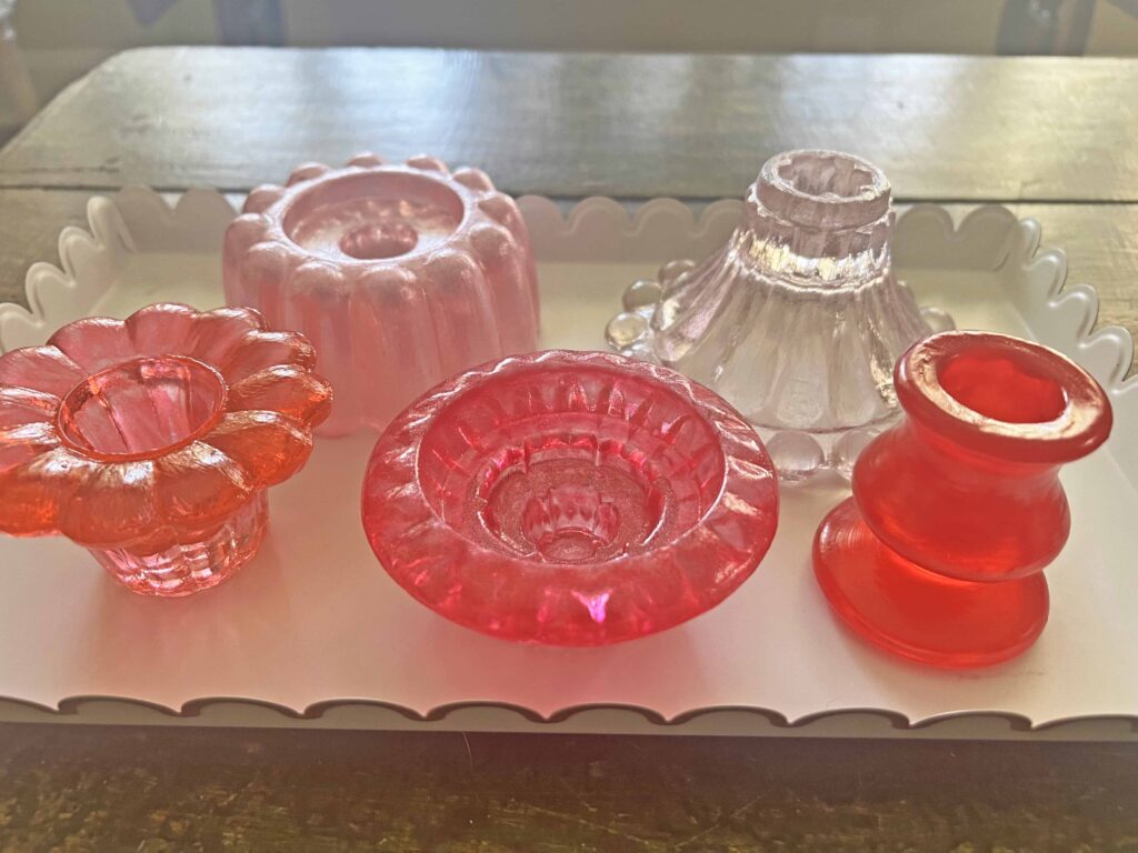 how to stain thrifted glassware valentines