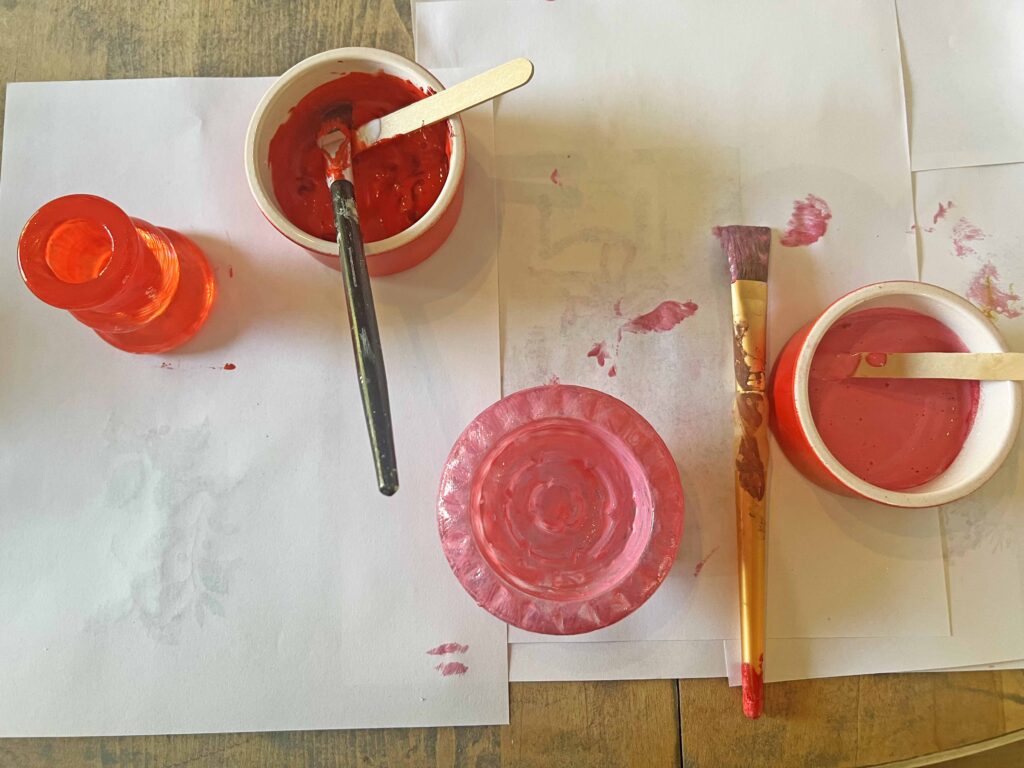 how to stain thrifted glassware valentines