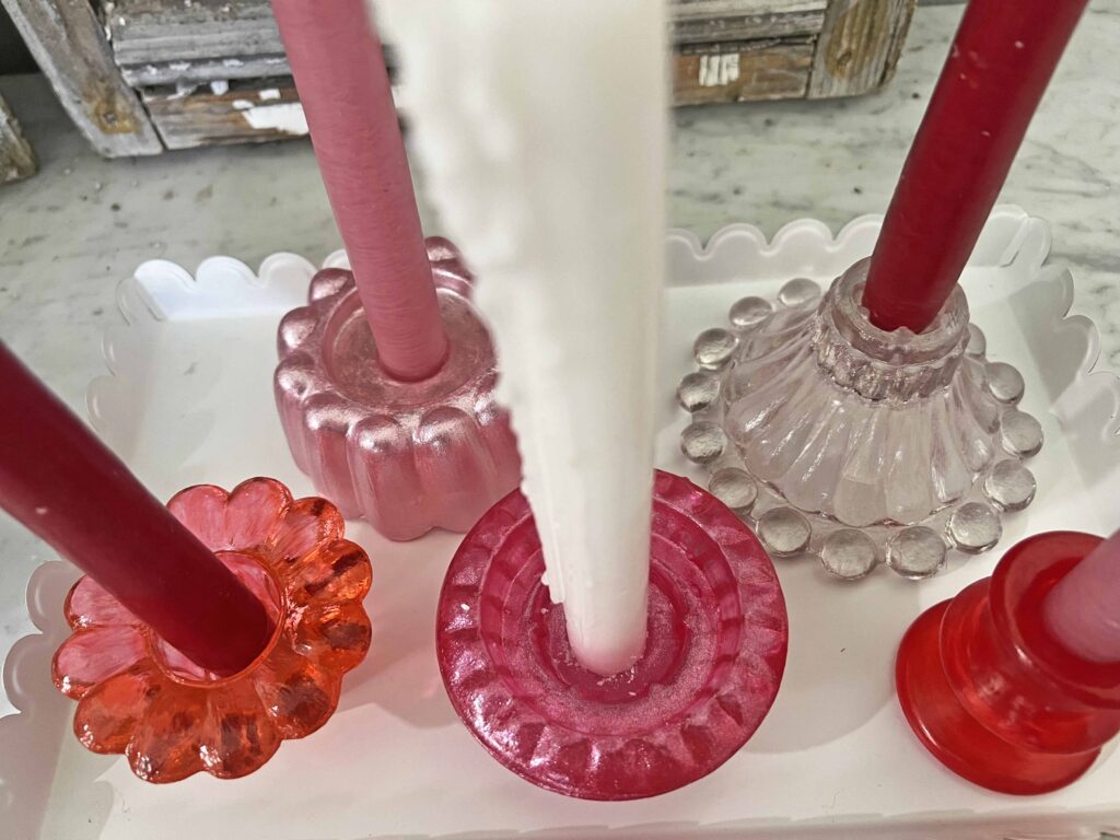 how to stain thrifted glassware valentines