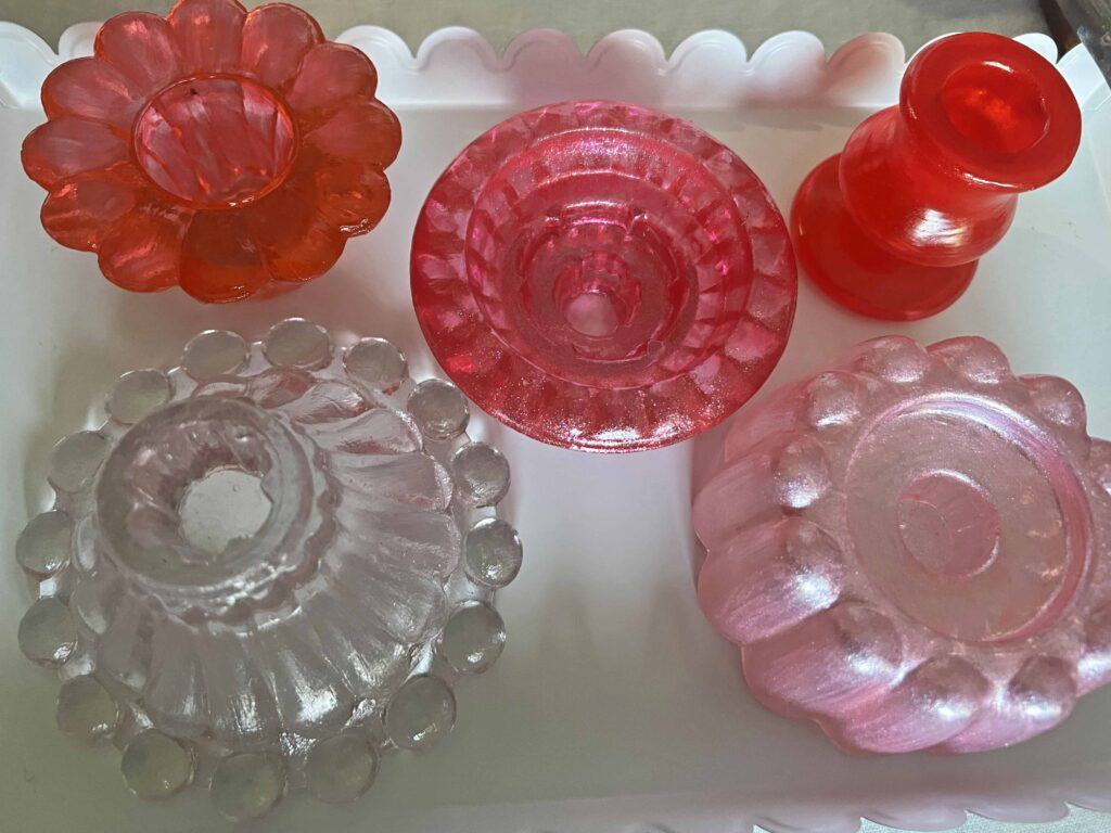 how to stain thrifted glassware valentines