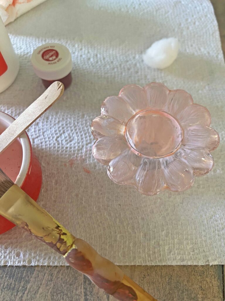 how to stain thrifted glassware valentines