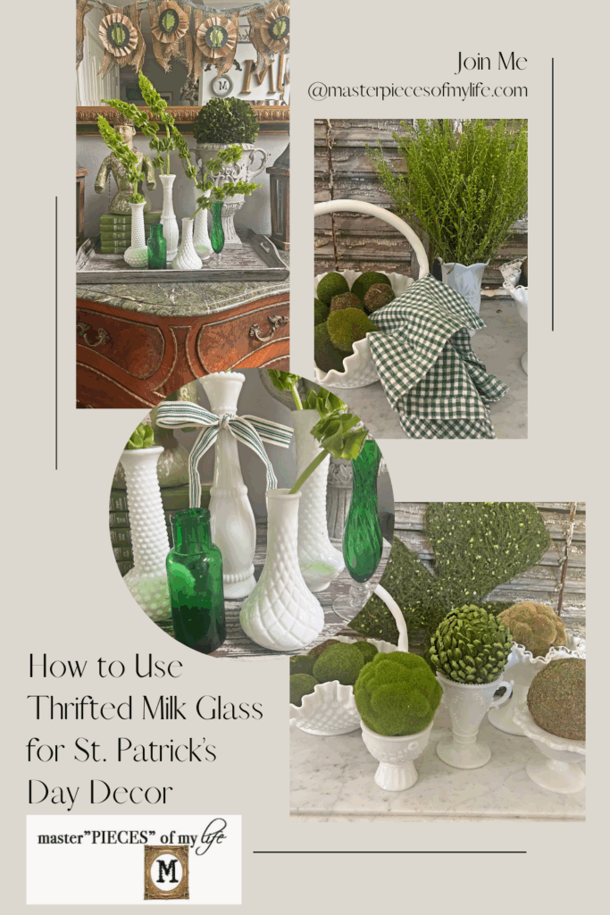how to use thrifted vintage milk glass for St. Patrick's Day decor
