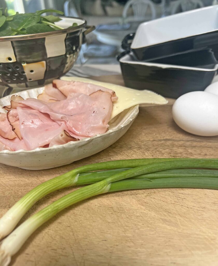 baked eggs with ham & spinach