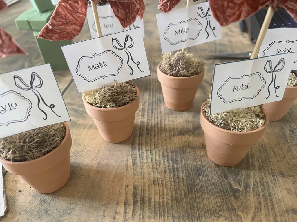 Valentine's Day table with Heart Topiary Place Cards