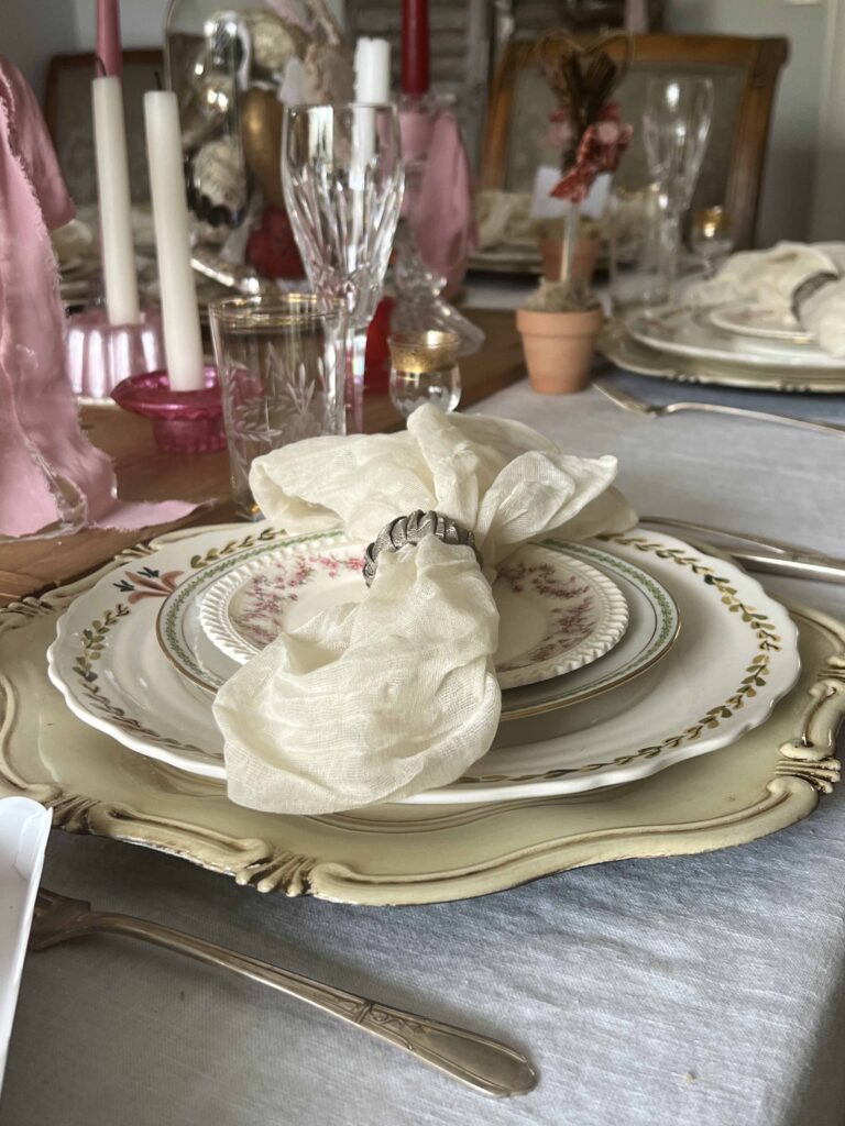 Valentine's Day table with Heart Topiary Place Cards