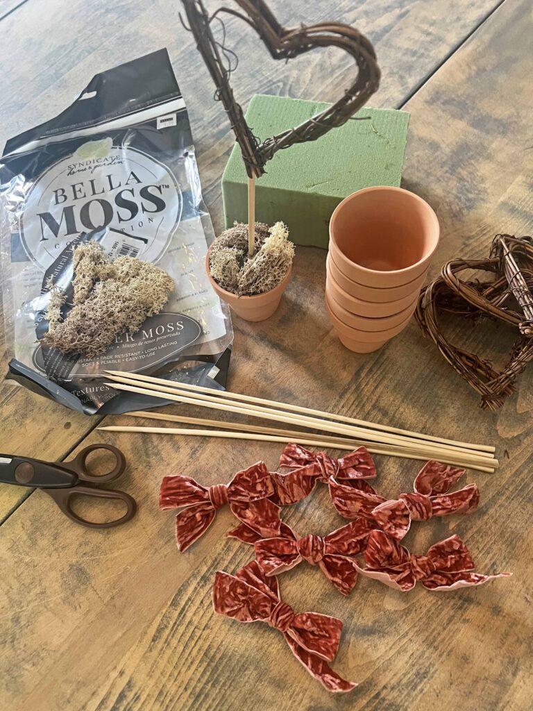 Valentine's Day table with Heart Topiary Place Cards