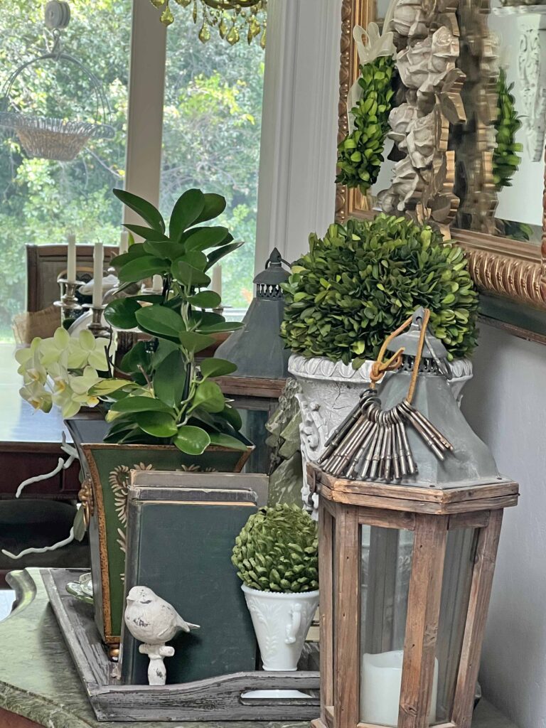 creating a decor vignette with brocante vibes