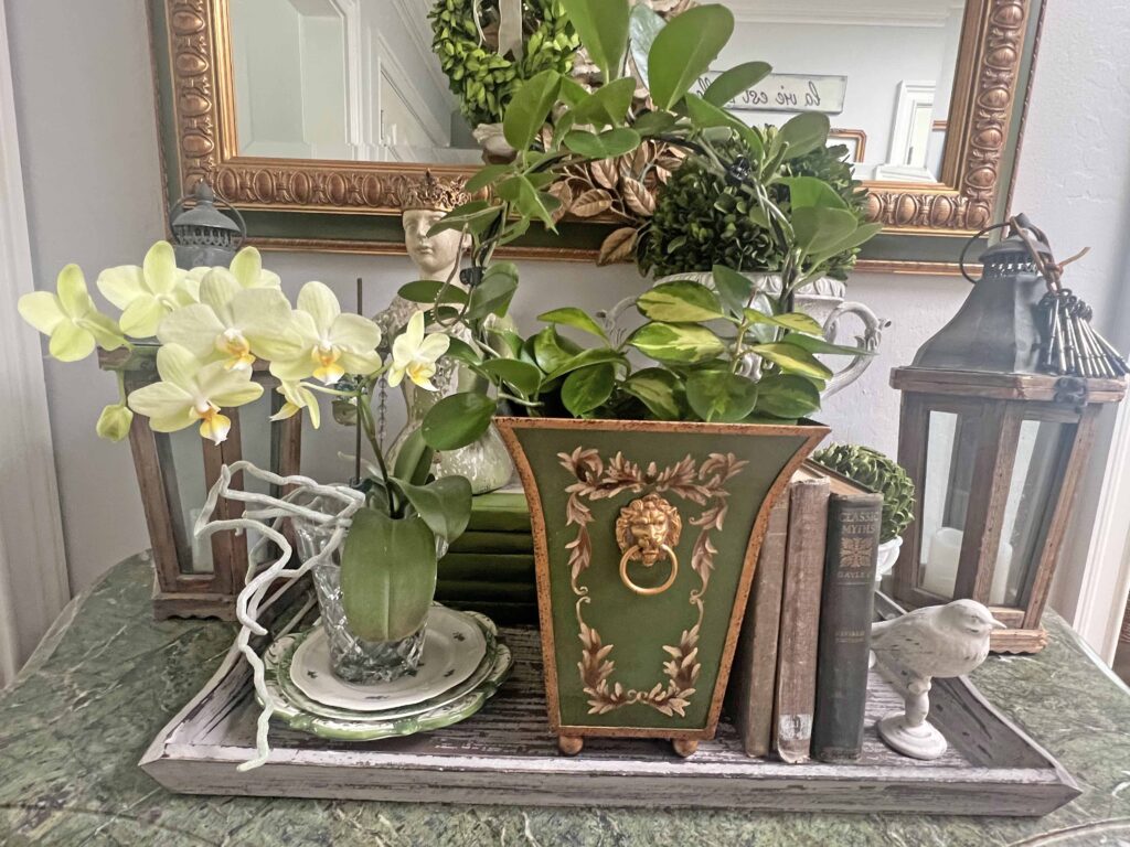 creating a decor vignette with brocante vibes