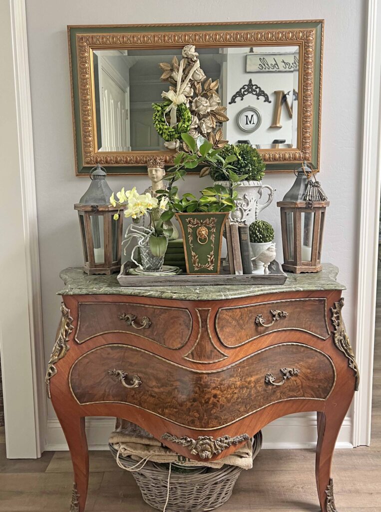 creating a decor vignette with brocante vibes