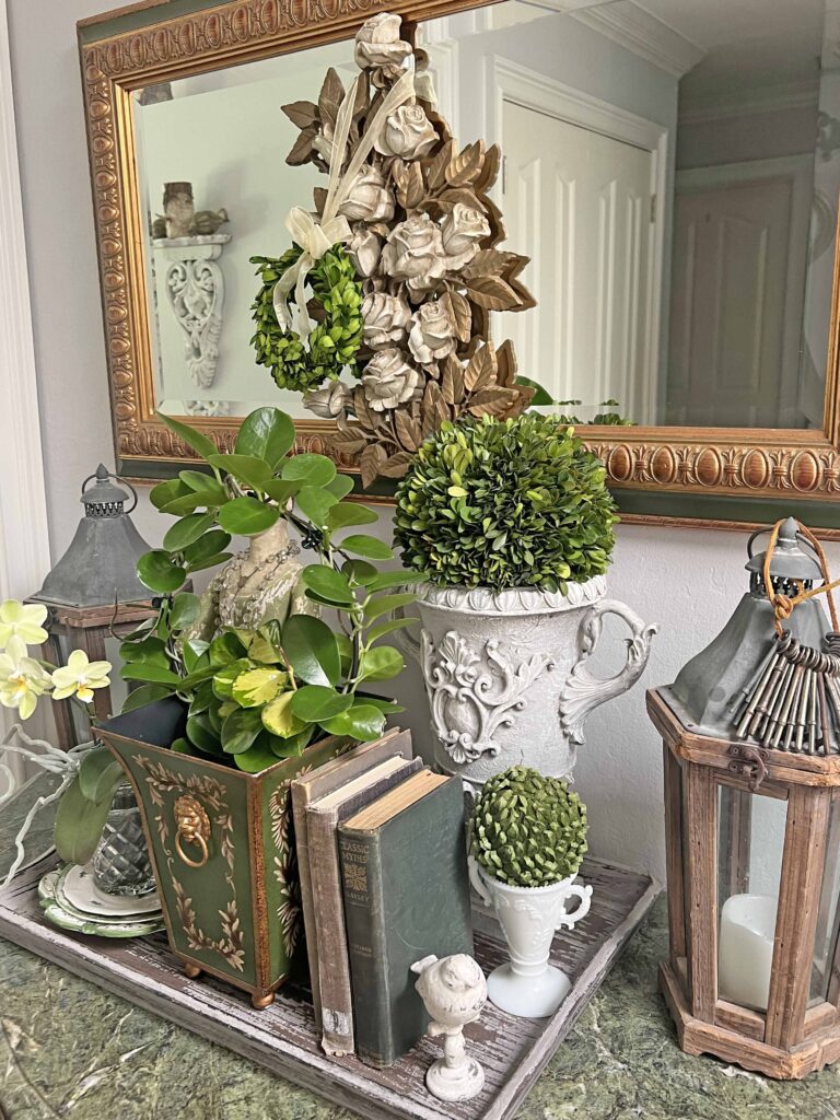creating a decor vignette with brocante vibes