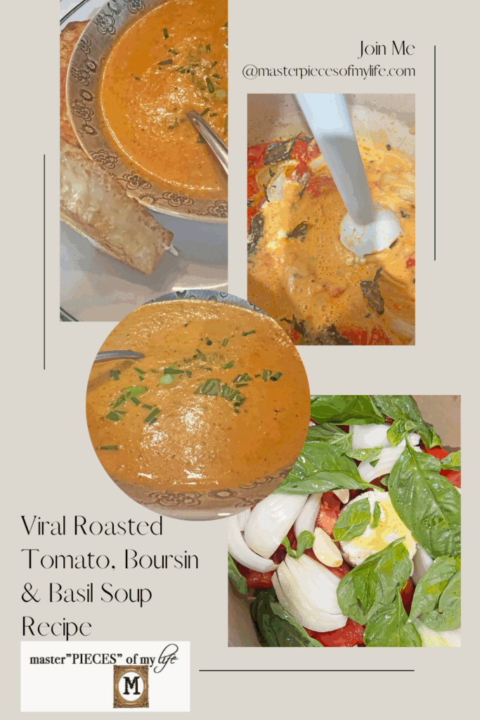 viral roasted tomato Boursin Basil soup recipe Pinterest