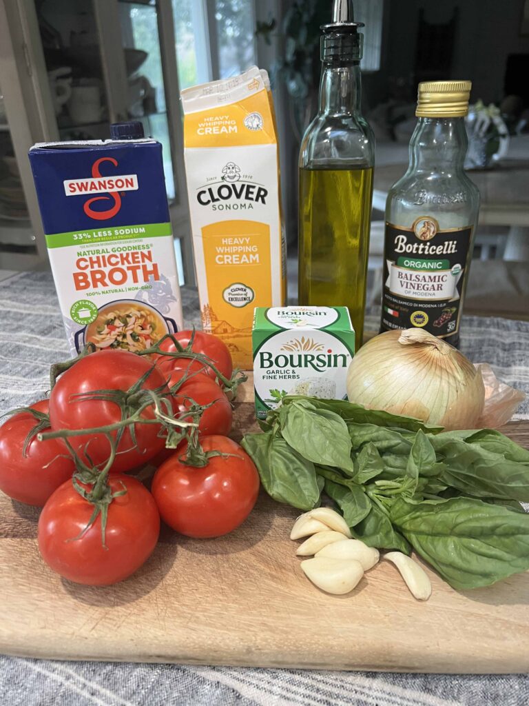 viral roasted tomato Boursin Basil soup recipe