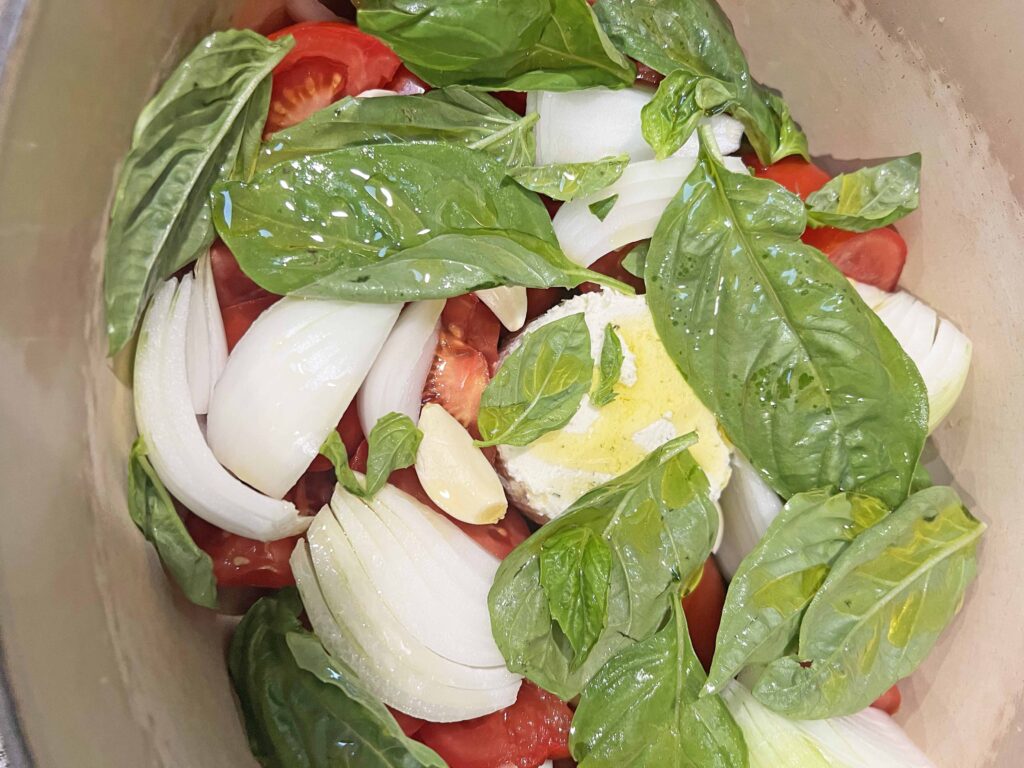 viral roasted tomato Boursin Basil soup recipe