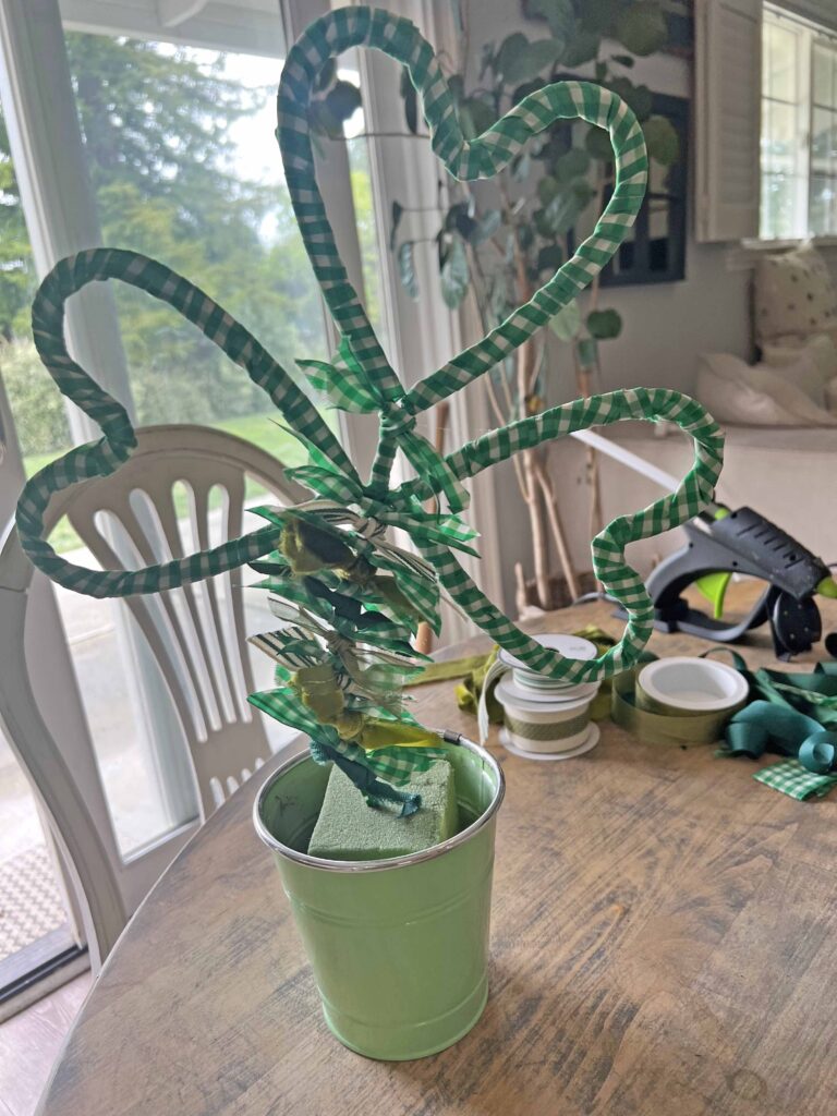 shamrock ribbon topiary DIY