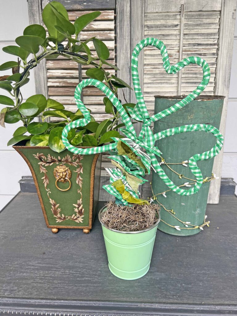 shamrock ribbon topiary DIY