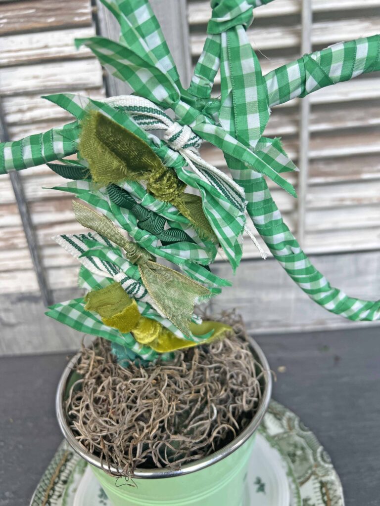 shamrock ribbon topiary DIY