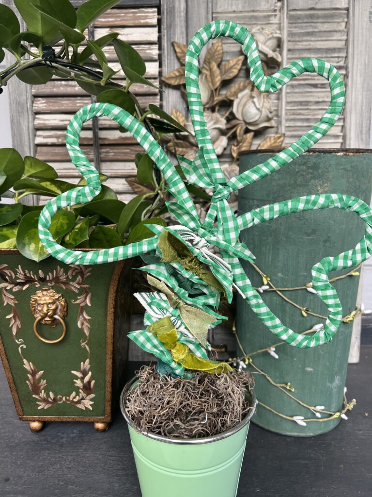 shamrock ribbon topiary DIY