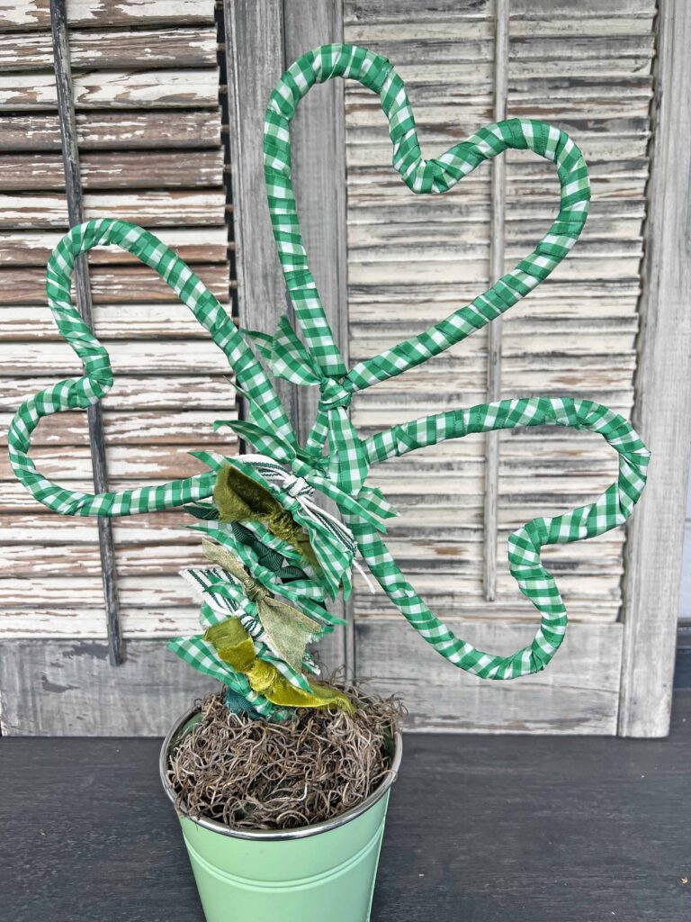 shamrock ribbon topiary DIY
