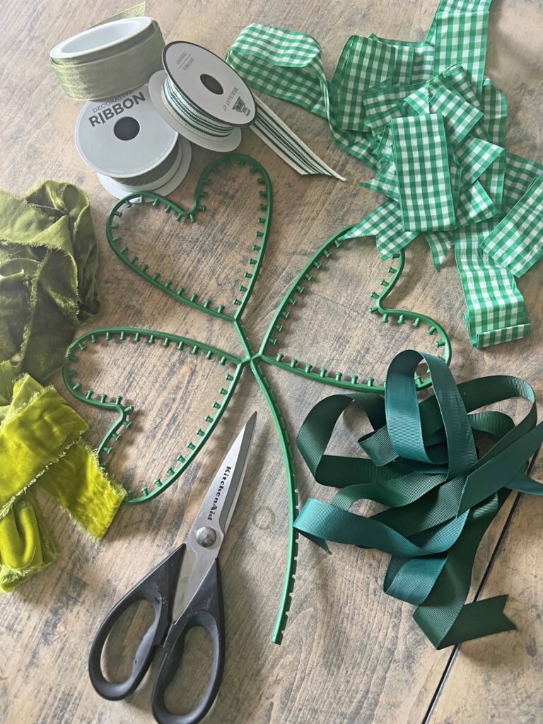 shamrock ribbon topiary DIY