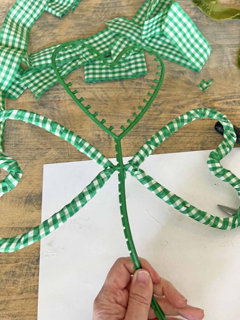 shamrock ribbon topiary DIY