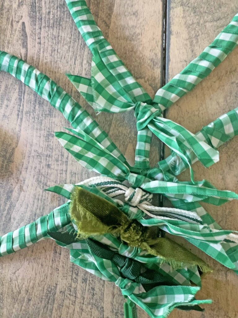 shamrock ribbon topiary DIY