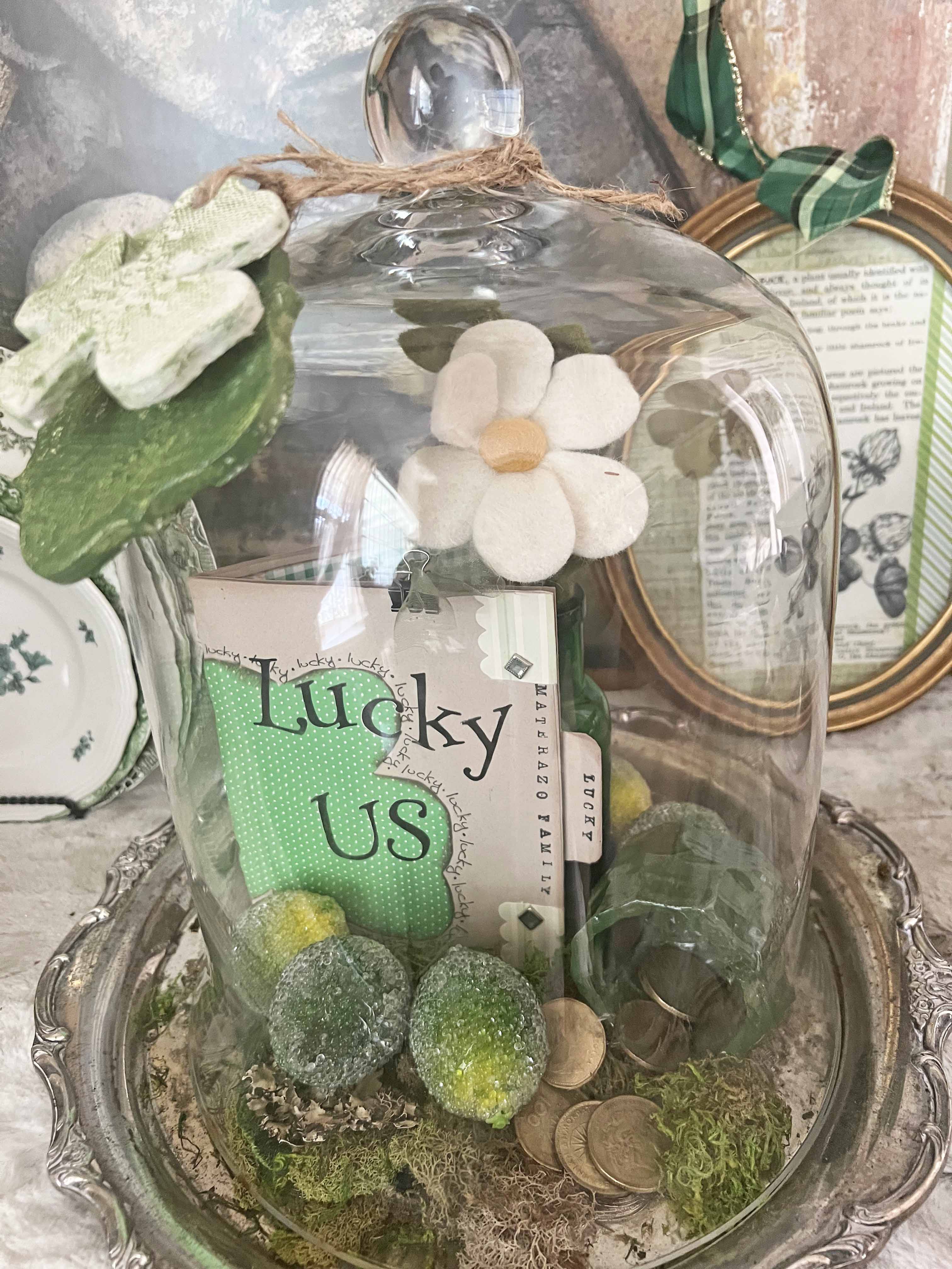 St. Patrick's Day Glass Cloche Decor