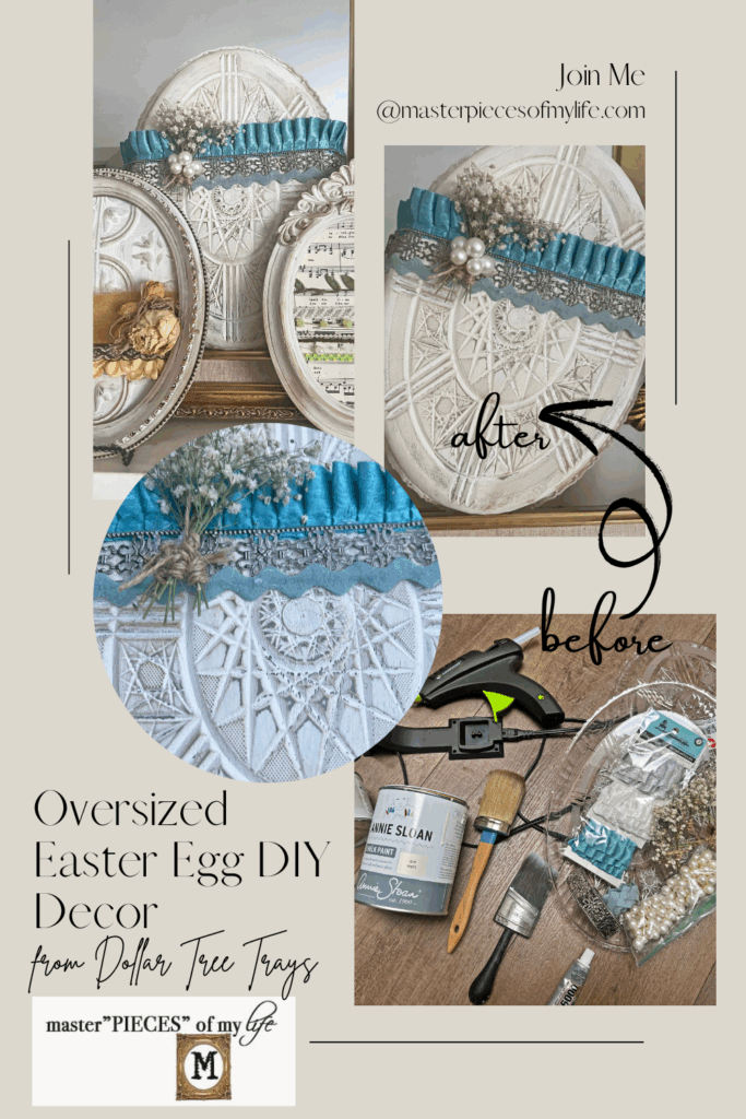 oversized Easter egg DIY decor from Dollar Tree trays Pinterest