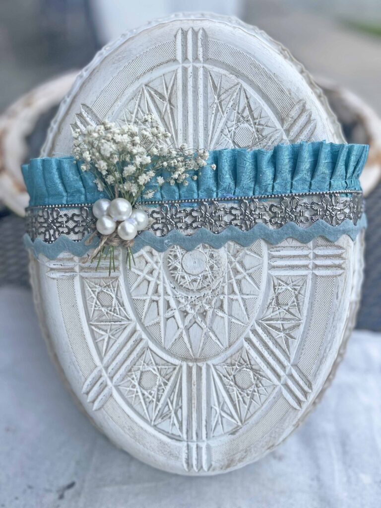 oversized Easter egg DIY decor from Dollar Tree trays