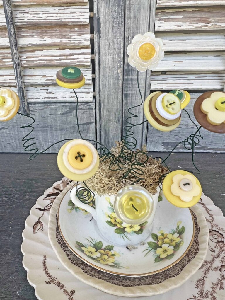 button flower bouquet DIY