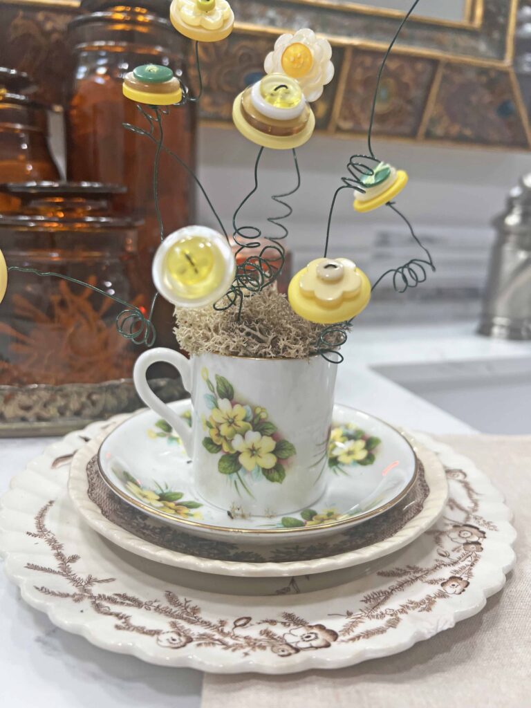 button flower bouquet DIY