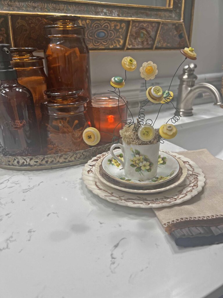 button flower bouquet DIY