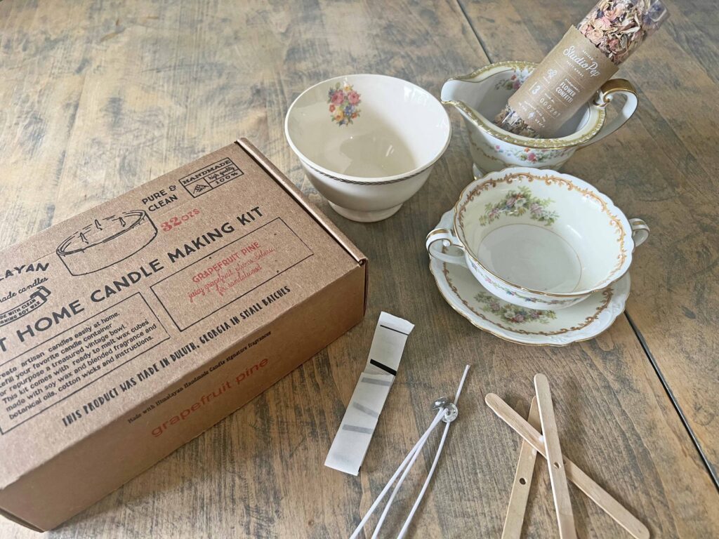 how to DIY candles using vintage porcelain