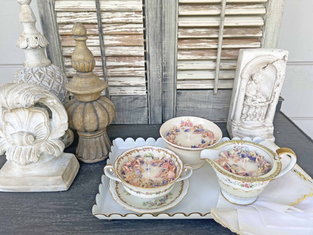 how to DIY candles using vintage porcelain