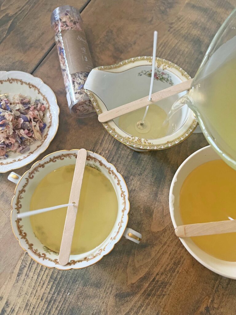 how to DIY candles using vintage porcelain