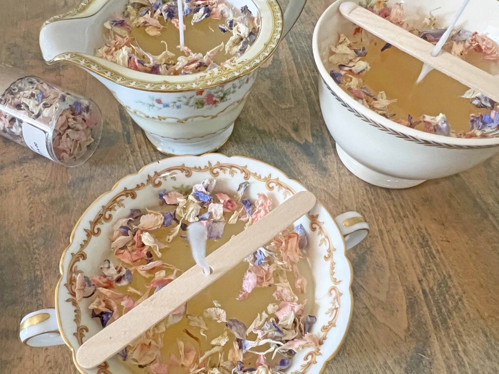how to DIY candles using vintage porcelain