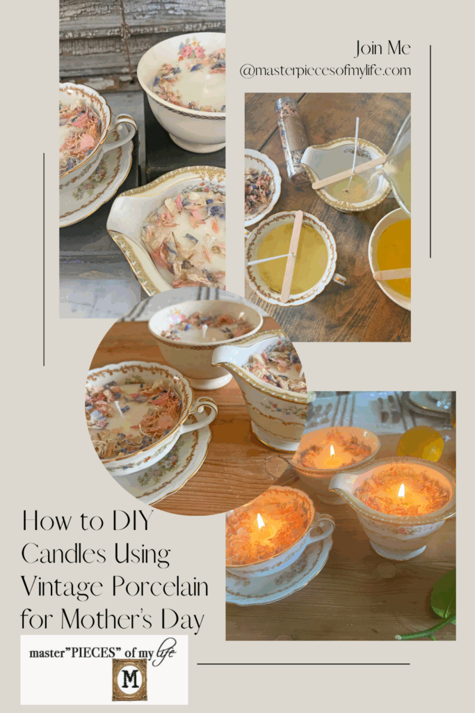 how to DIY candles using vintage porcelain Pinterest