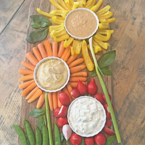 flower crudités appetizer platter