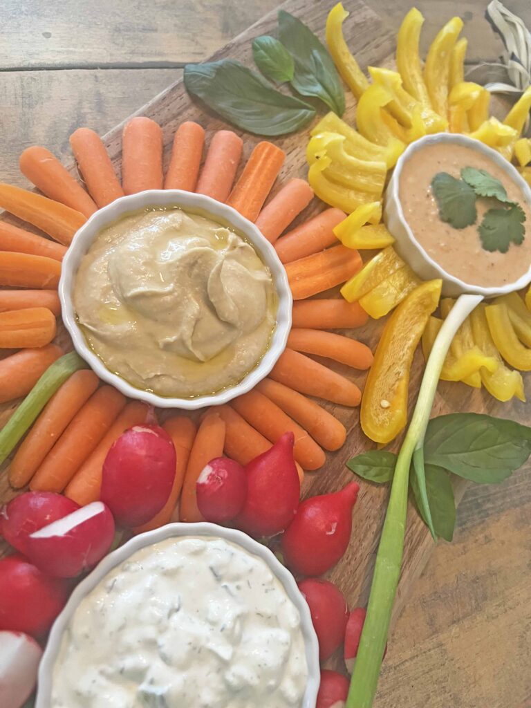 flower crudités appetizer platter