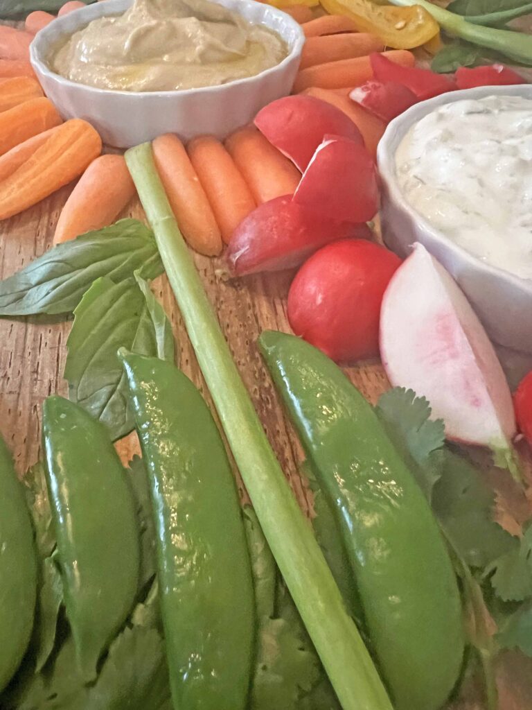 flower crudités appetizer platter