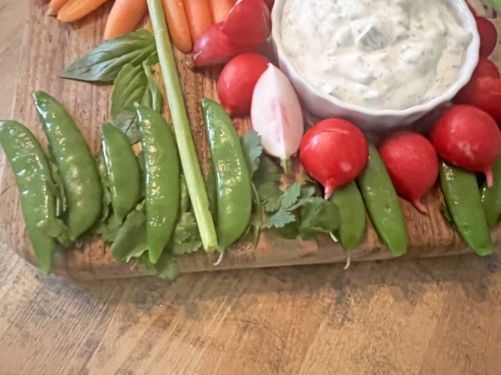 flower crudités appetizer platter